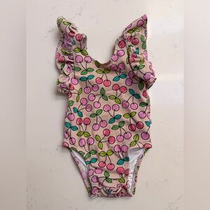Posh Peanut Cherry Ruffle sleeve Swimsuit 12-18 mo